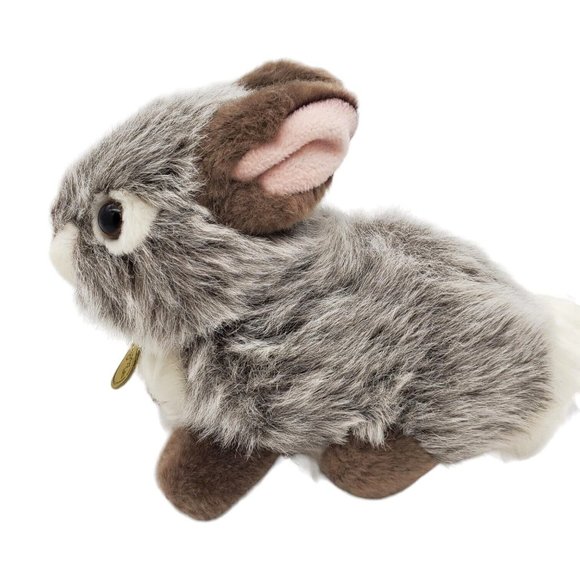 Miyoni Tots by Aurora Bunny Rabbit Plush 8” Gray Stuffed Animal Netherland Dwarf - Picture 1 of 6